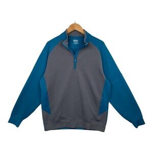 Men's Rule 18 Bobby Jones Golf Blue & Gray 1/4 Zip Pullover with Pockets-Large